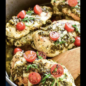 chicken breast with pesto and tomatoes